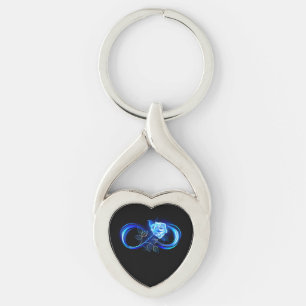 Glowing infinity with blue rose keychain