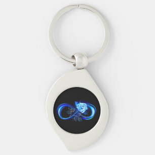 Glowing infinity with blue rose keychain