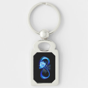 Glowing infinity with blue rose keychain