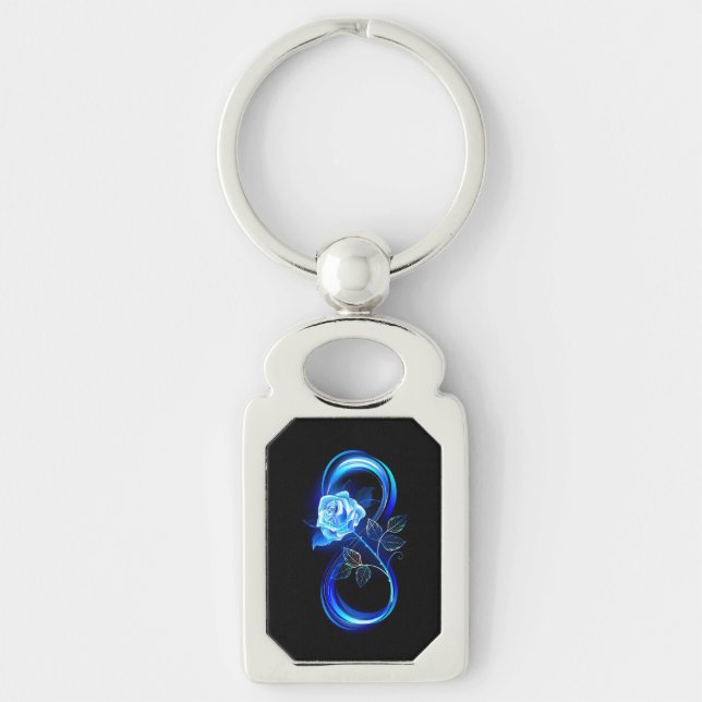 Glowing infinity with blue rose keychain (Front)