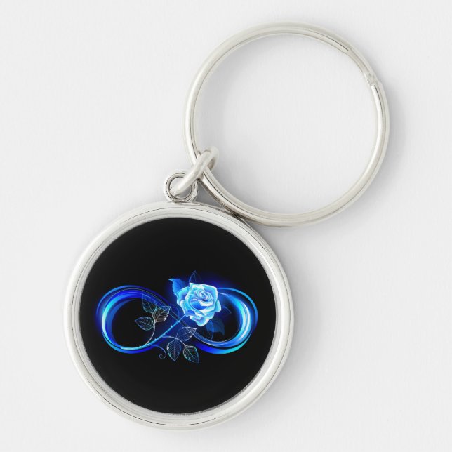 Glowing infinity with blue rose keychain (Front)