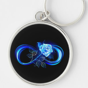 Glowing infinity with blue rose keychain