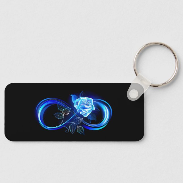 Glowing infinity with blue rose keychain (Front)