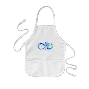 Glowing infinity with blue rose kids apron