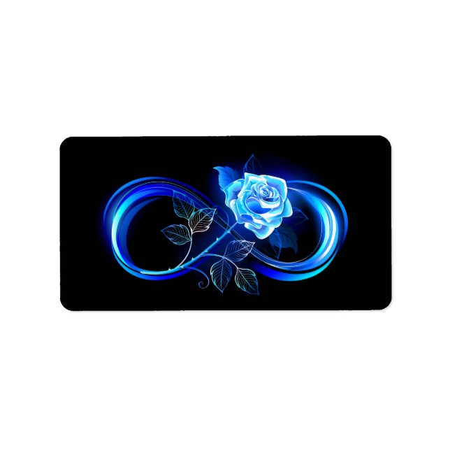 Glowing infinity with blue rose label (Front)