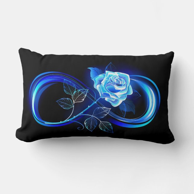 Glowing infinity with blue rose lumbar pillow (Front)