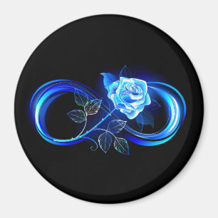 Glowing infinity with blue rose magnet