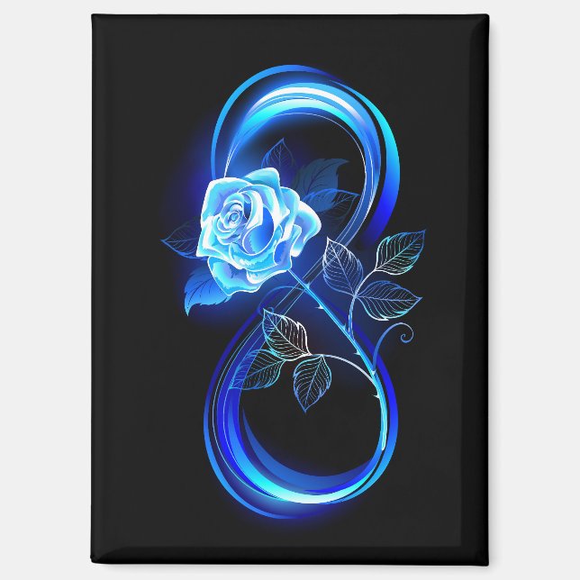 Glowing infinity with blue rose magnet (Front)