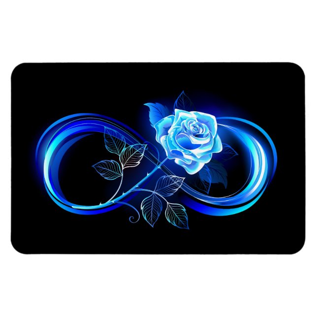 Glowing infinity with blue rose magnet (Horizontal)