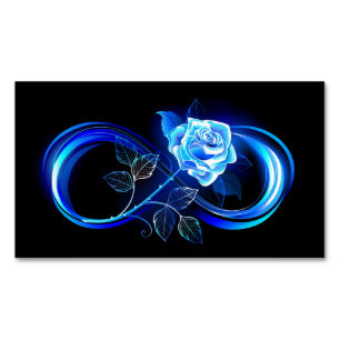 Glowing infinity with blue rose 	Magnetic business card