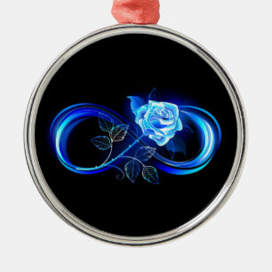 Glowing infinity with blue rose metal ornament