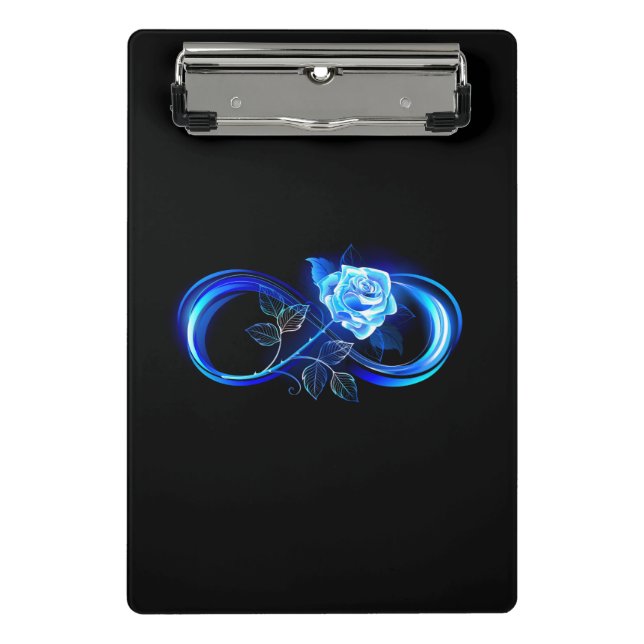 Glowing infinity with blue rose mini clipboard (Front)