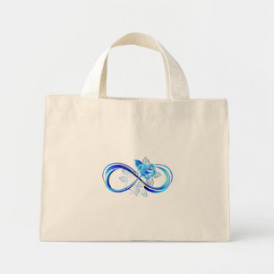 Glowing infinity with blue rose mini tote bag