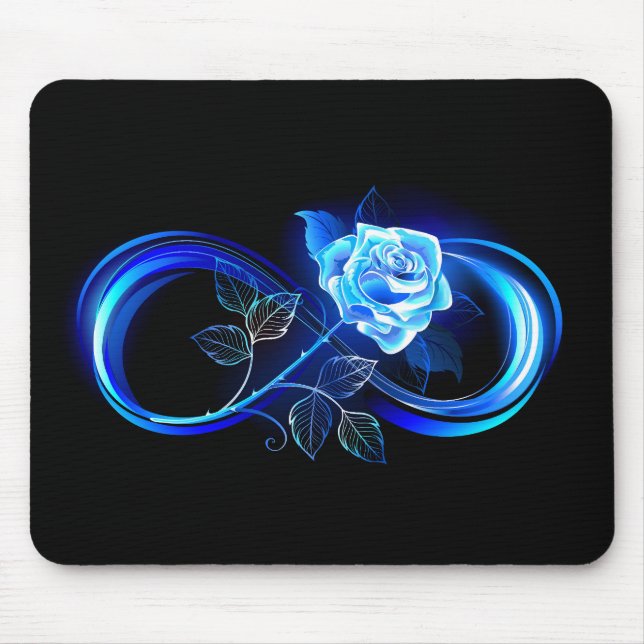 Glowing infinity with blue rose mouse pad (Front)