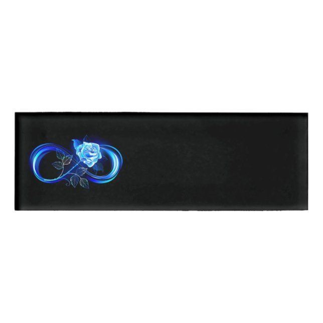 Glowing infinity with blue rose name tag (Front)
