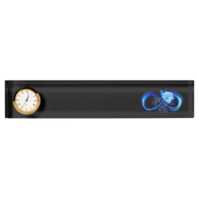 Glowing infinity with blue rose nameplate (Front)