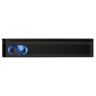Glowing infinity with blue rose nameplate