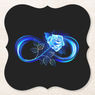 Glowing infinity with blue rose paper coaster