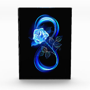 Glowing infinity with blue rose photo block