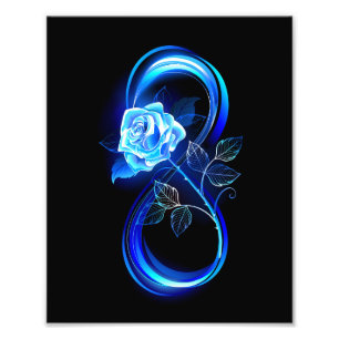 Glowing infinity with blue rose photo print