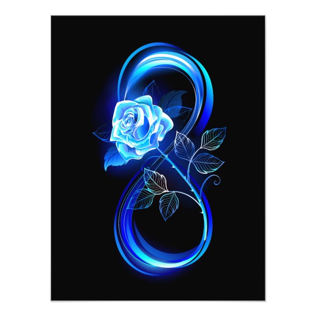 Glowing infinity with blue rose photo print (Front)