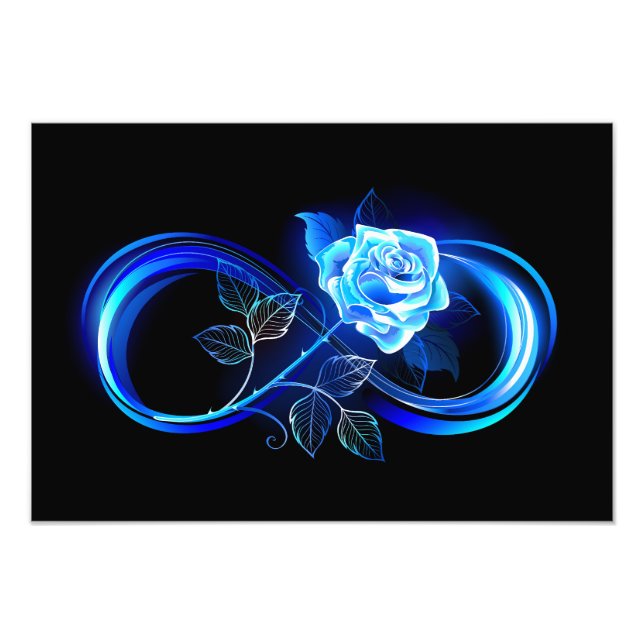 Glowing infinity with blue rose photo print (Front)