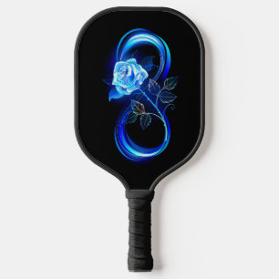 Glowing infinity with blue rose pickleball paddle