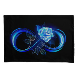 Glowing infinity with blue rose pillowcase