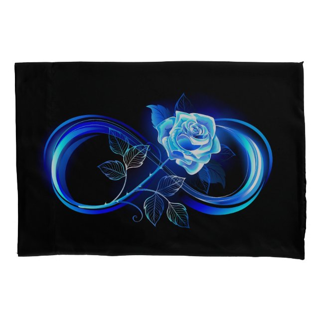 Glowing infinity with blue rose pillowcase (Front)