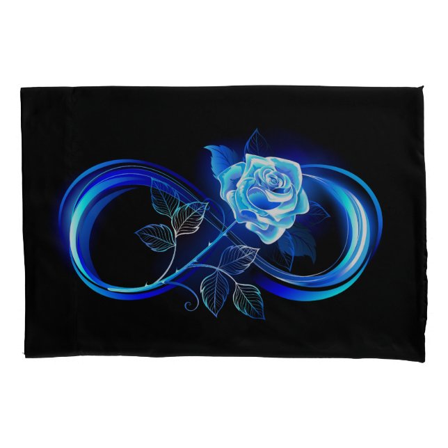 Glowing infinity with blue rose pillowcase (Front-Left)
