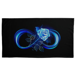 Glowing infinity with blue rose pillowcase