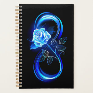 Glowing infinity with blue rose planner