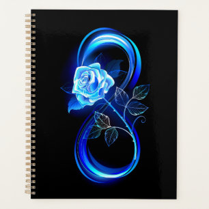 Glowing infinity with blue rose planner