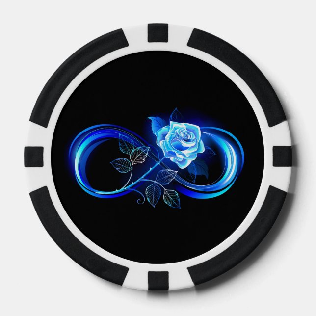 Glowing infinity with blue rose poker chips (Front)