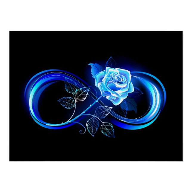 Glowing infinity with blue rose poster (Front)