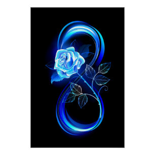 Glowing infinity with blue rose poster