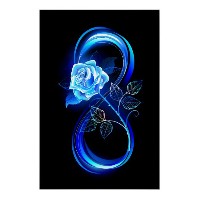 Glowing infinity with blue rose poster (Front)