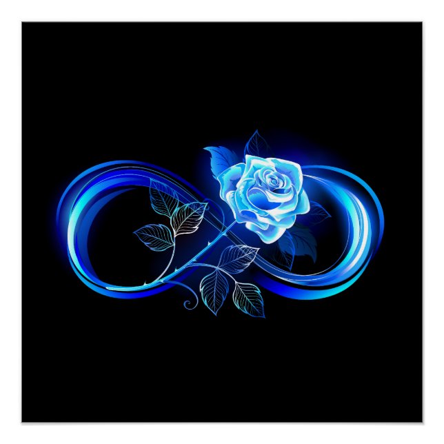Glowing infinity with blue rose poster (Front)