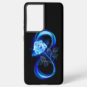 Glowing infinity with blue rose samsung galaxy case