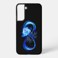 Glowing infinity with blue rose