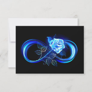 Glowing infinity with blue rose save the date