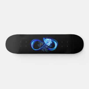 Glowing infinity with blue rose skateboard