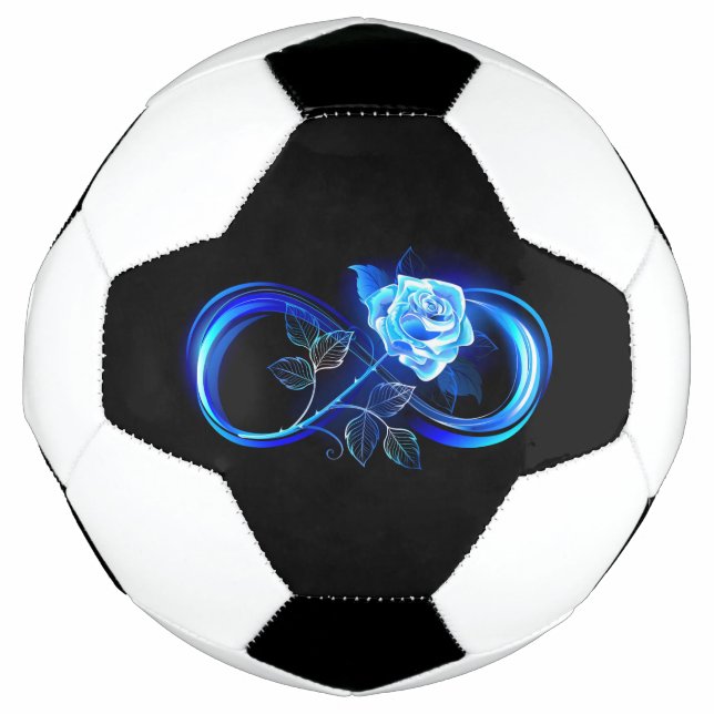 Glowing infinity with blue rose soccer ball (Front)