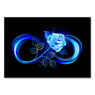 Glowing infinity with blue rose table number