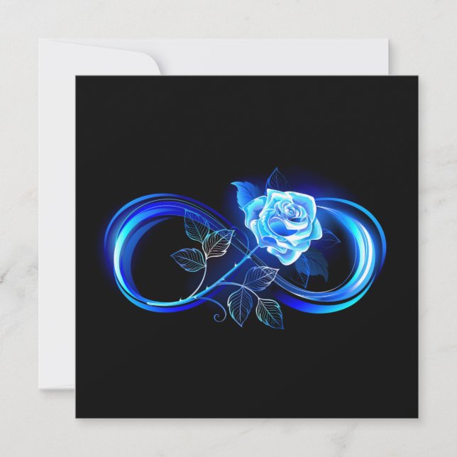 Glowing infinity with blue rose thank you card (Front)