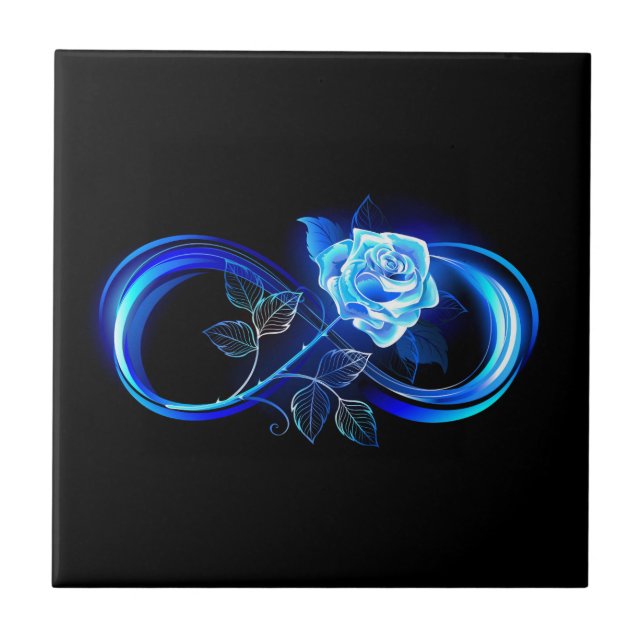 Glowing infinity with blue rose tile (Front)
