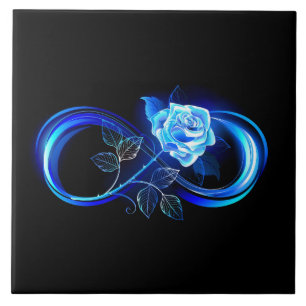 Glowing infinity with blue rose tile