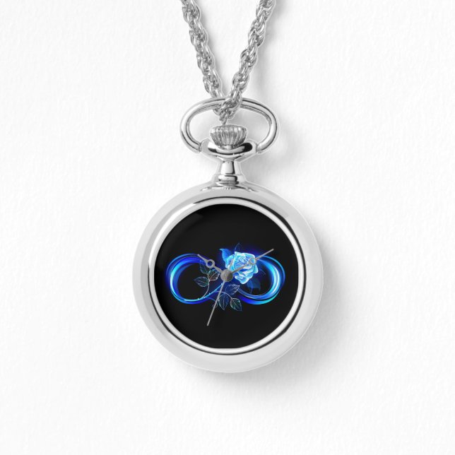 Glowing infinity with blue rose watch (Front)