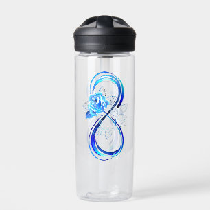 Glowing infinity with blue rose water bottle