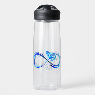 Glowing infinity with blue rose water bottle